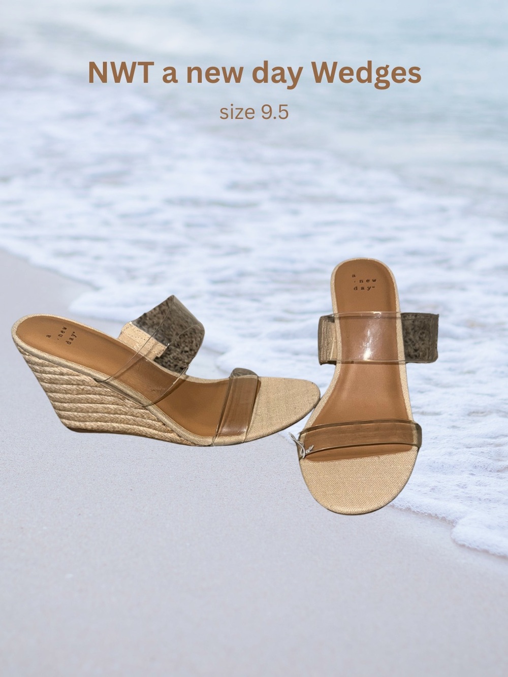 Target Tan & Clear Wedge Sandals — Target